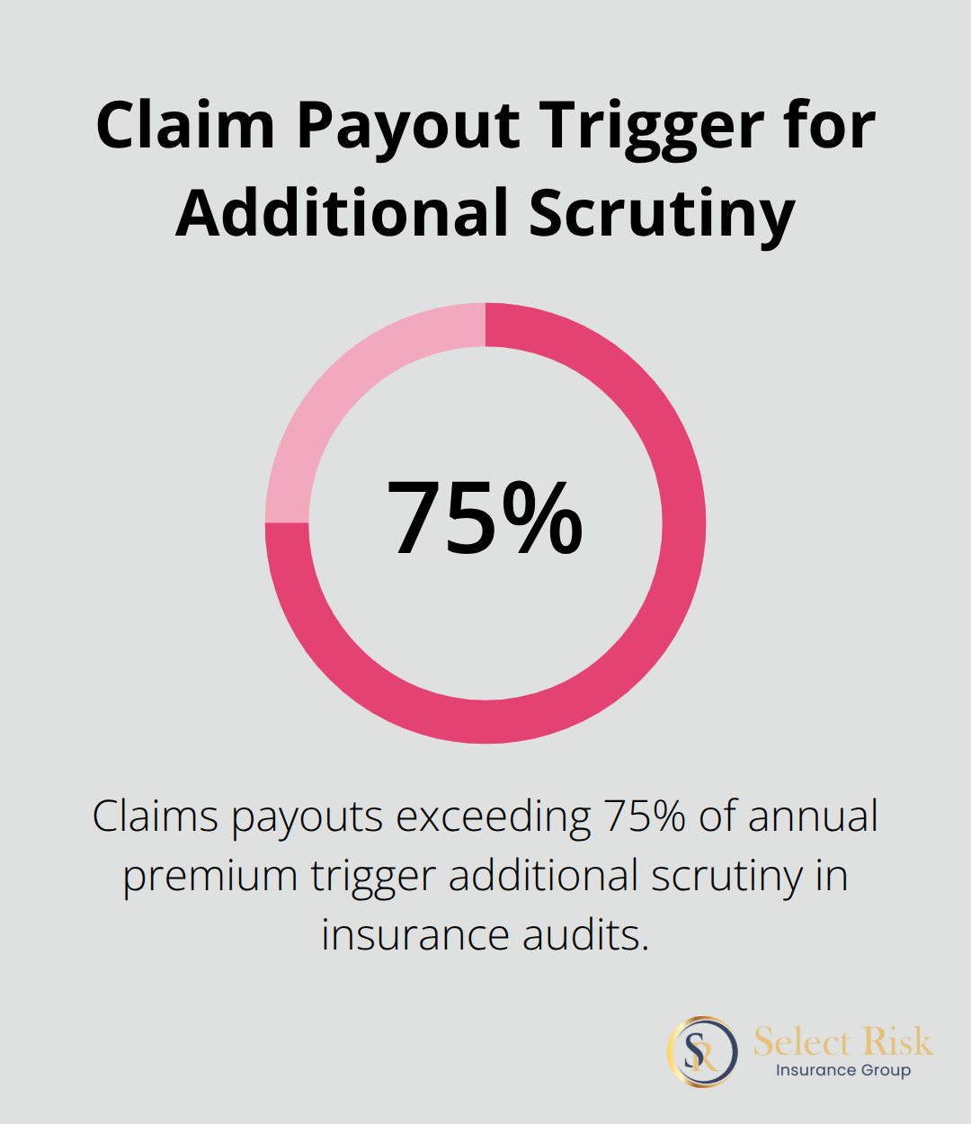 Pie chart showing 75% of annual premium as the threshold for triggering additional scrutiny in insurance audits