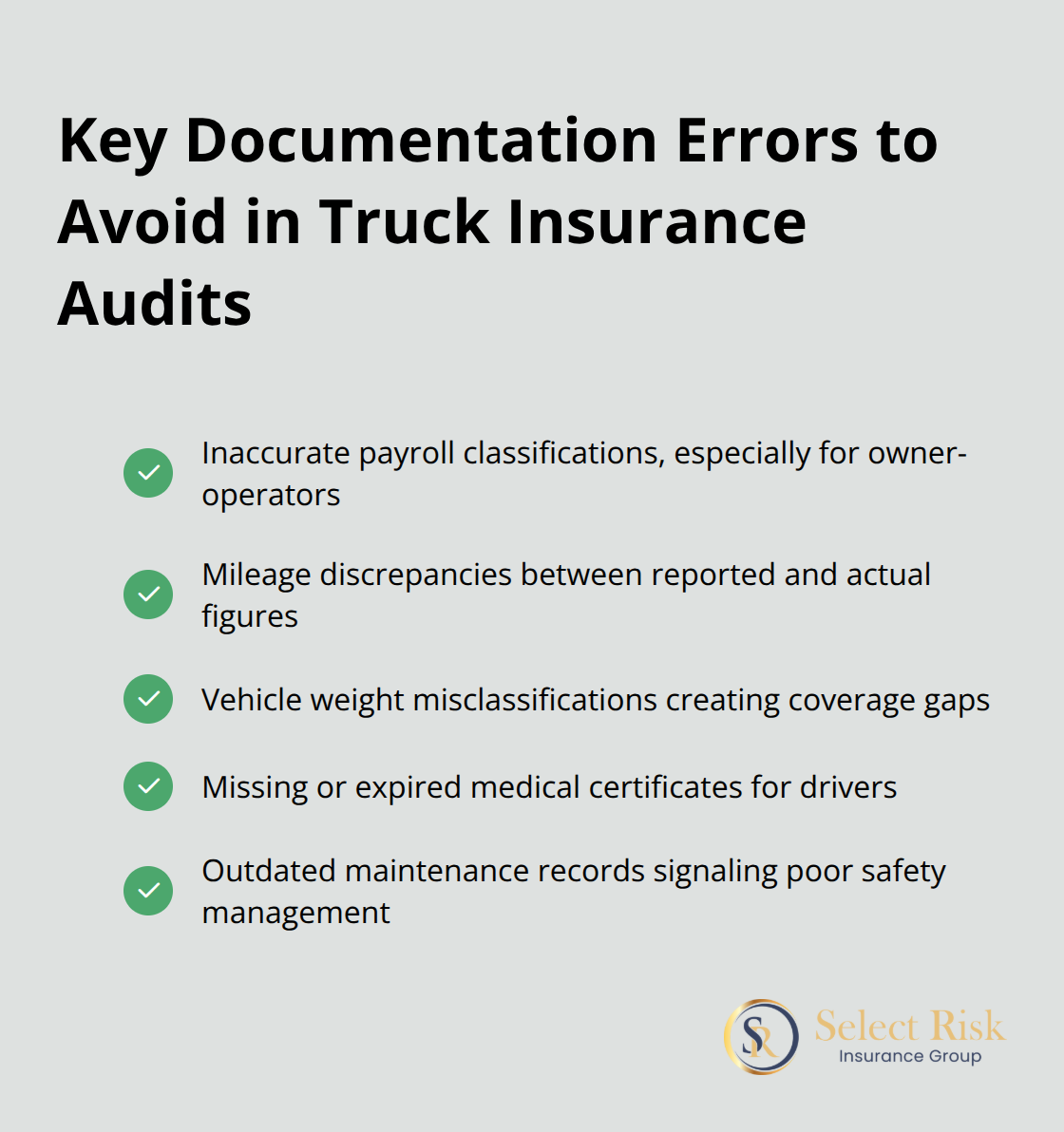 Checklist of critical documentation errors to prevent during truck insurance audits