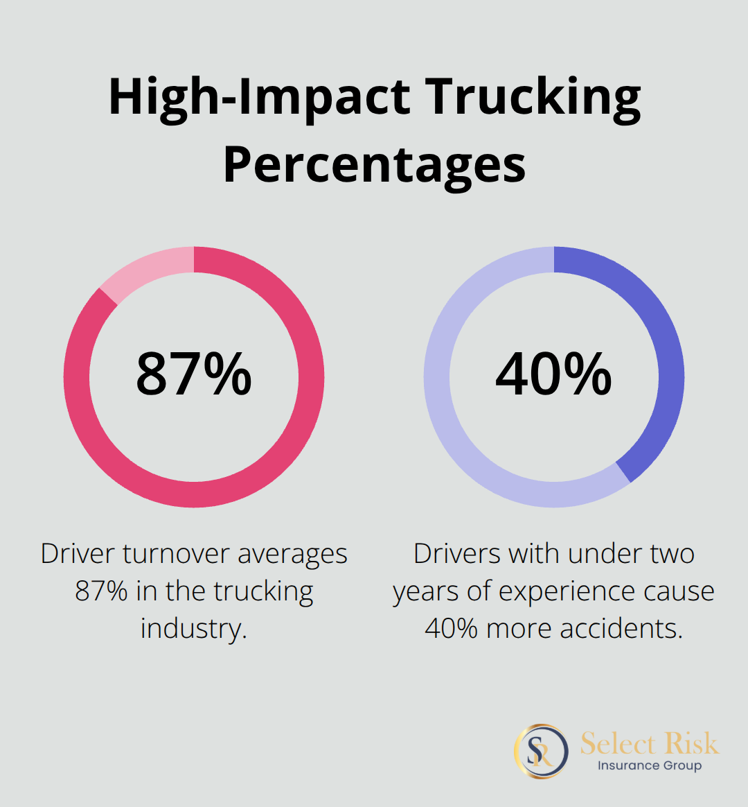 Percentage chart highlighting key trucking risk percentages in the United States.