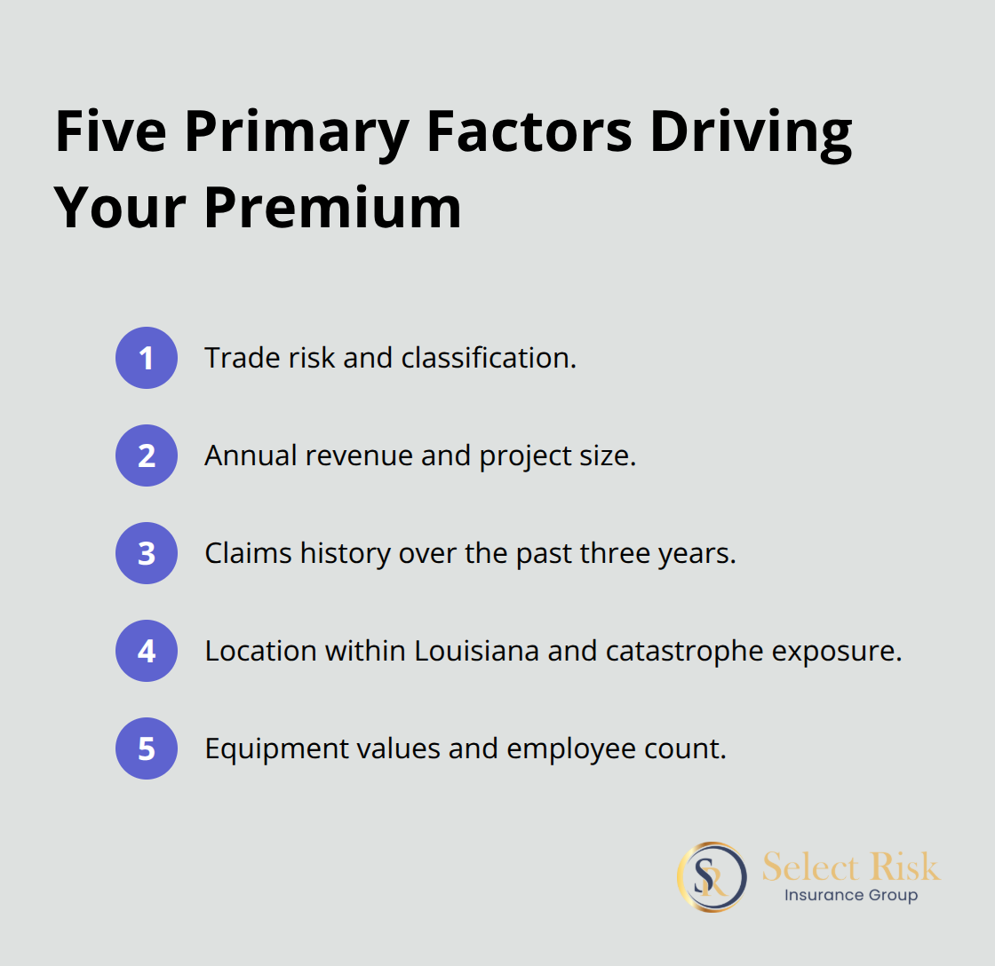 Core factors insurers use to price Louisiana contractor insurance
